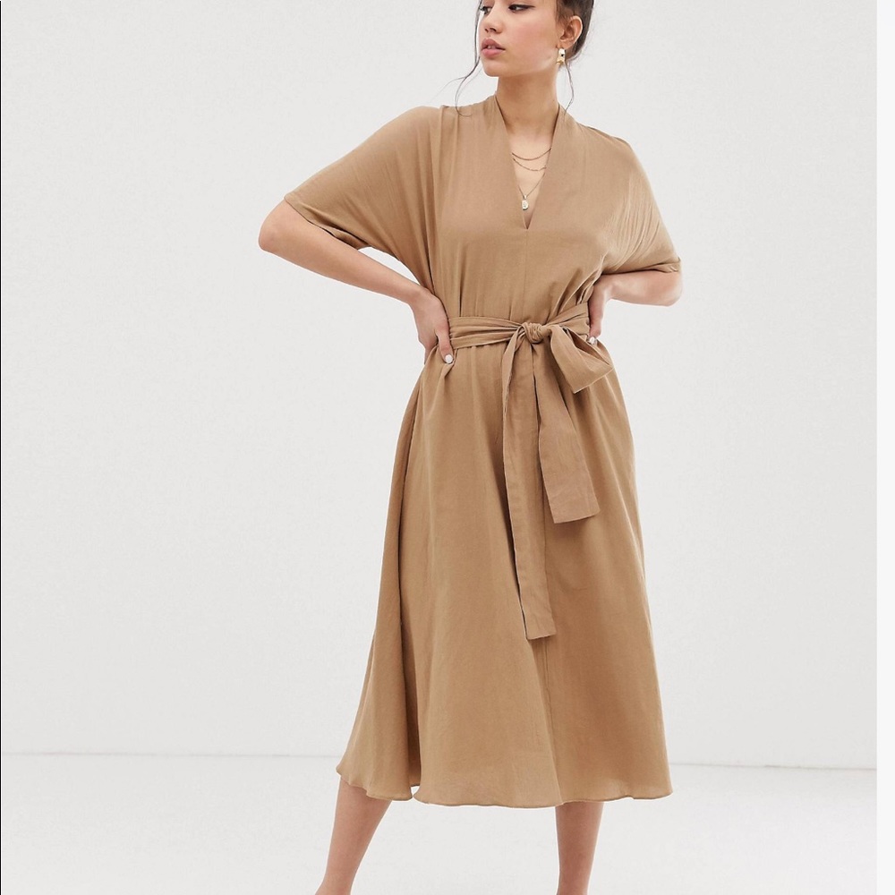 ASOS Glamorous Tall midi dress with belt tie